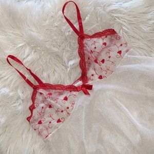 Vintage Babydoll Chemise Red & White